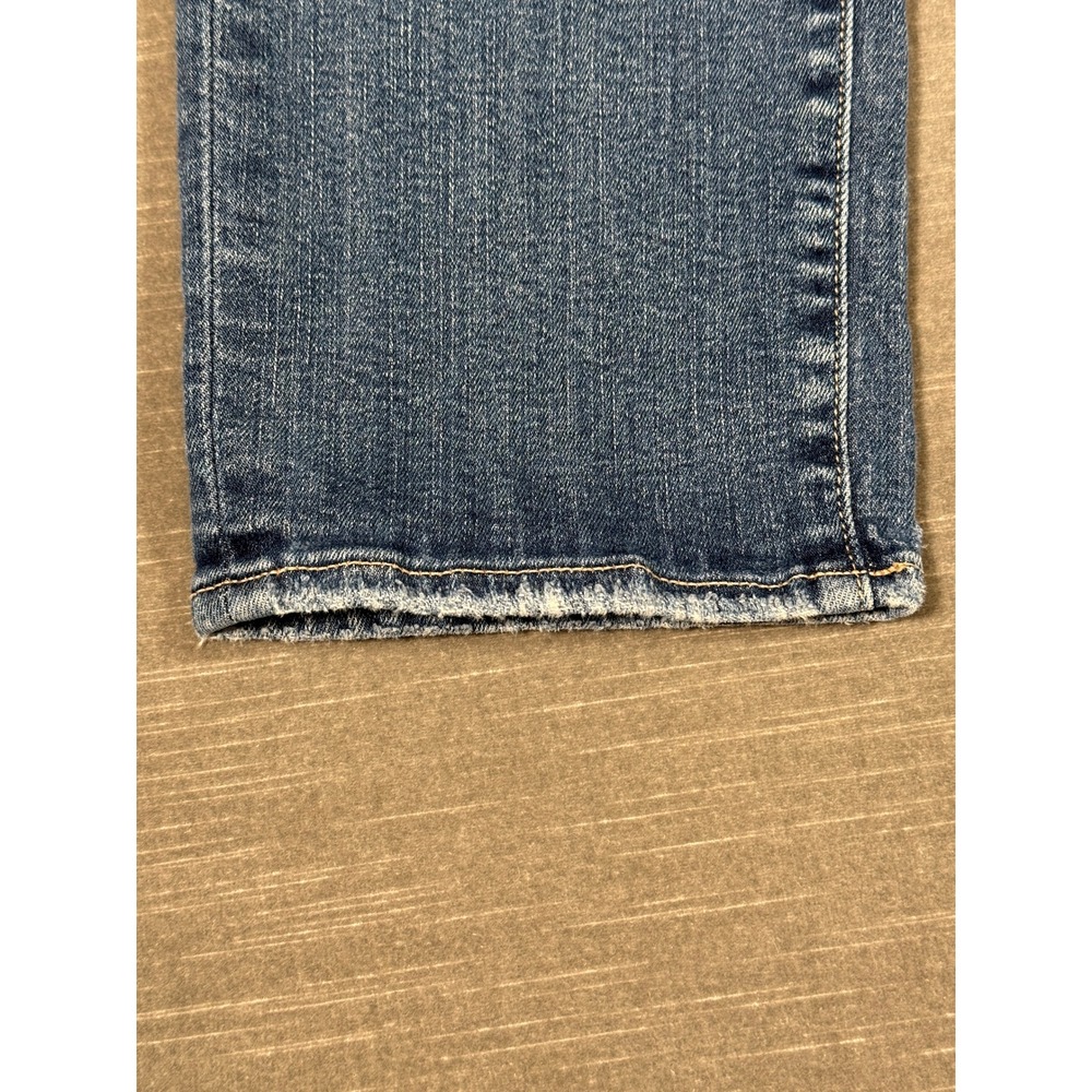 Paige Womens Distressed Straight Leg Jeans Brigitte Medium Wash Blue Denim - Picture 7 of 14